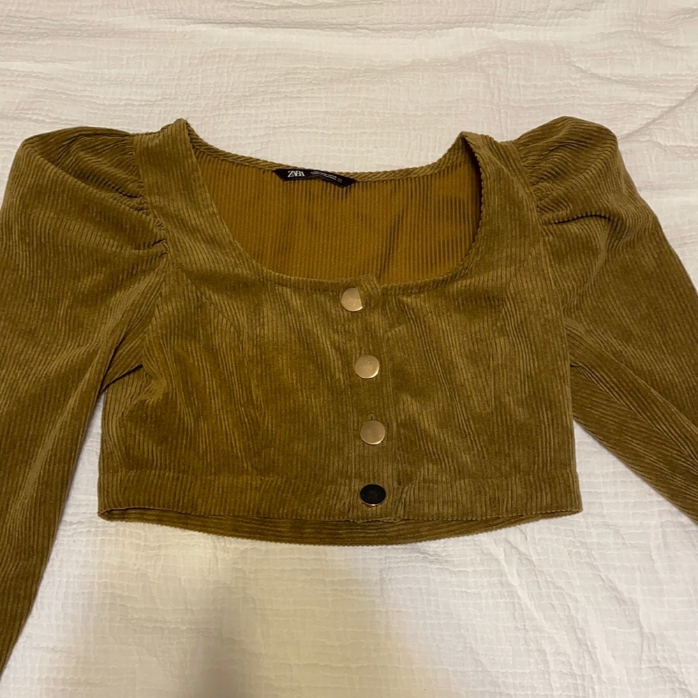 Army Green Zara crop top